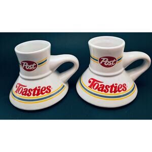 Vintage 1980 Promotional Post Toasties Cereal Wide-Bottom Ceramic - Set of 2